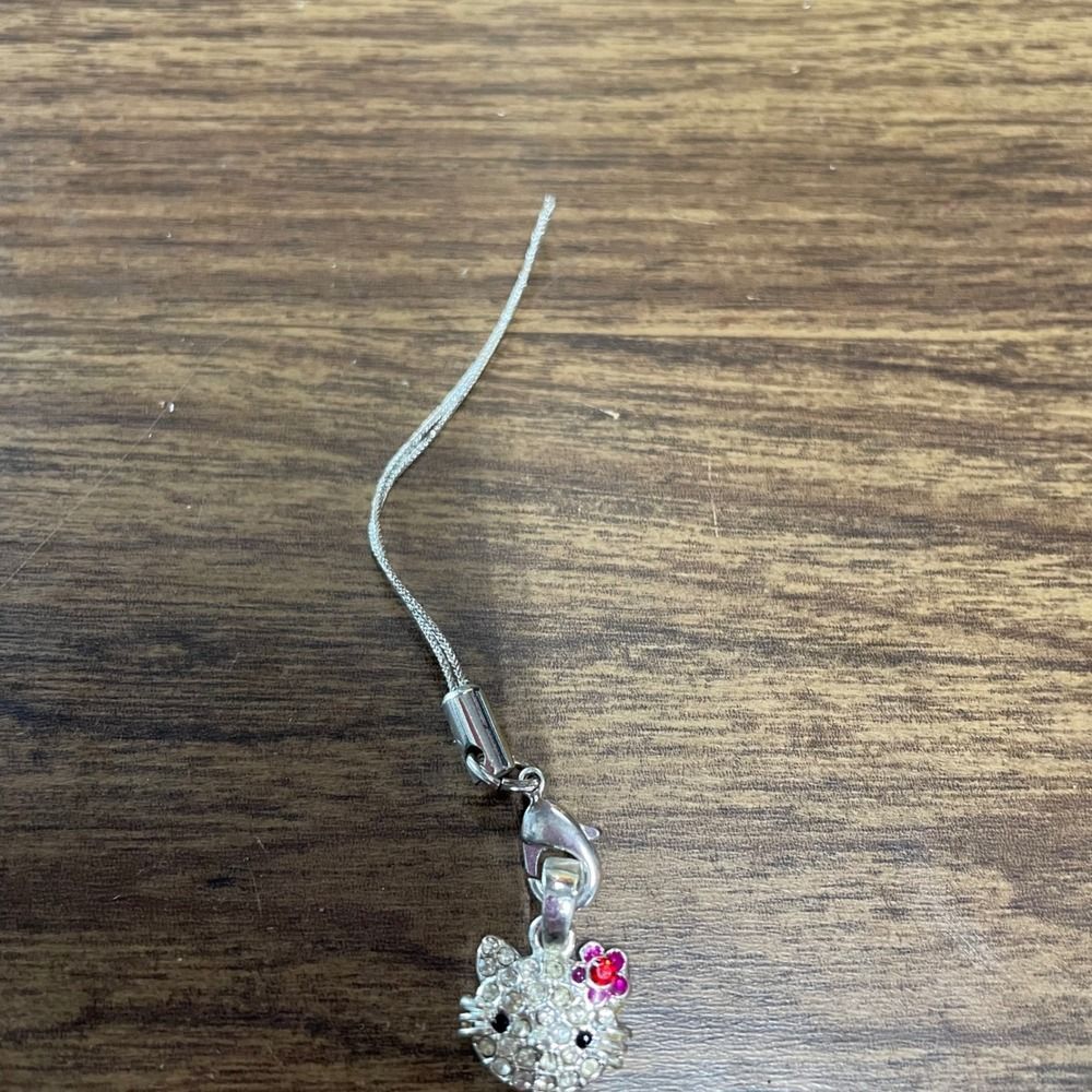 Hello Kitty Anywhere Charm‎ Rhinestone Silver Tone Cell Phone Accessory - Picture 6 of 10